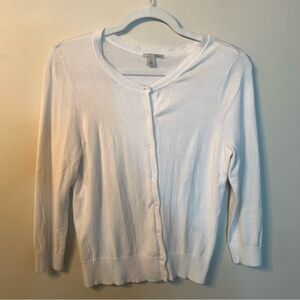 Halogen White Button Front Cardigan M